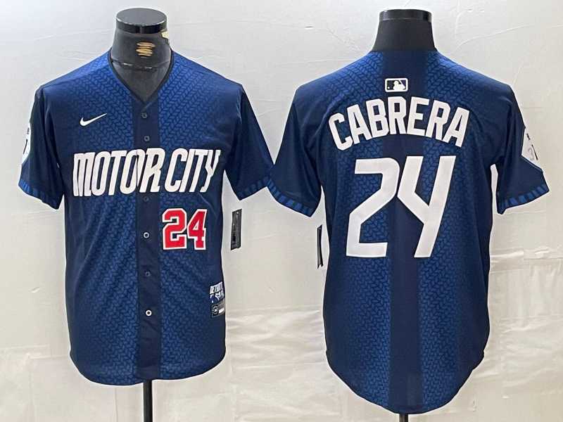 Men%27s Detroit Tigers #24 Miguel Cabrera Number Navy 2024 City Connect Cool Base Limited Stitched Jersey